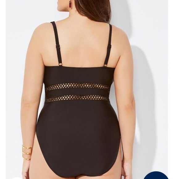 Swimsuits For All Black Lattice Plunge Onepiece - Picture 9 of 9